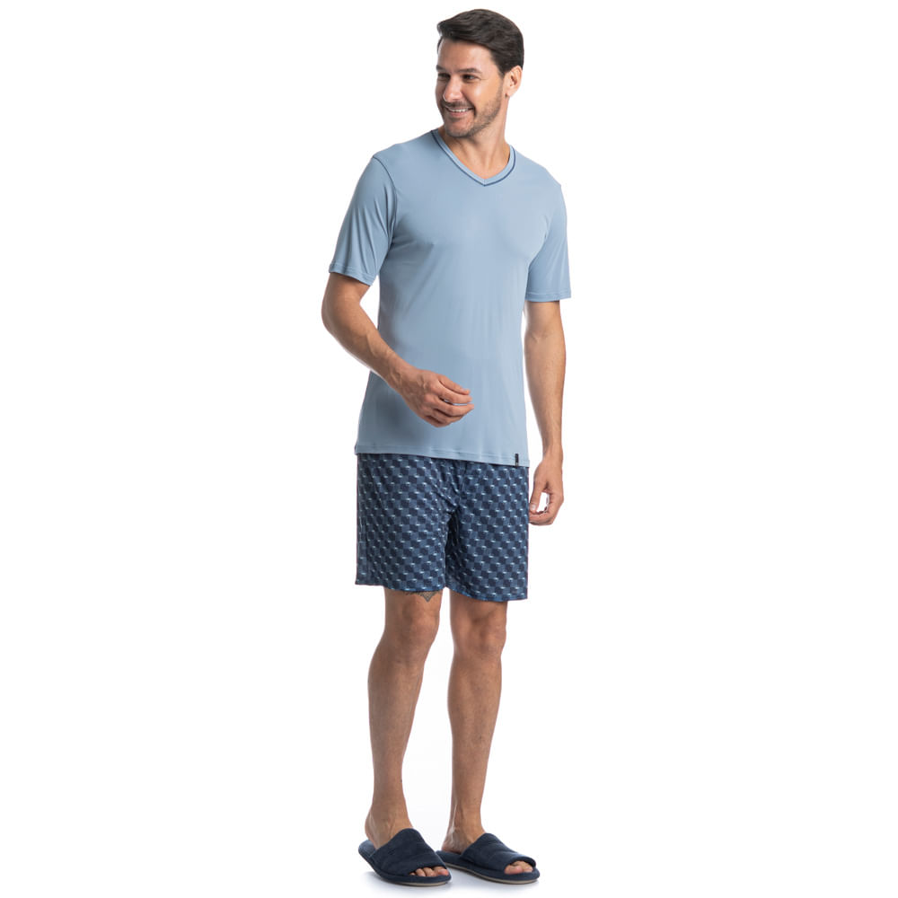 Pijama Masculino Curto Estampado Clóvis Tombini - Imagem 3 - Mobile