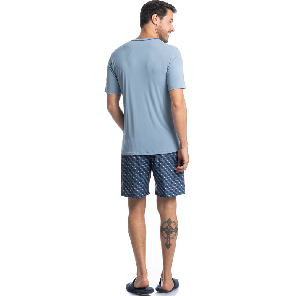 Pijama Masculino Curto Estampado Clóvis Tombini - Imagem 4 - Mobile