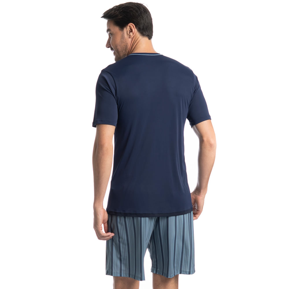Pijama Masculino Curto Estampado Clóvis Tombini Azul-3 - Imagem 2