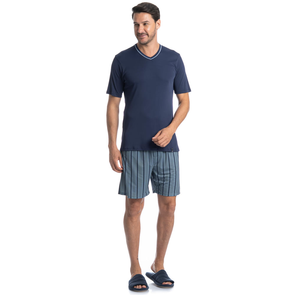 Pijama Masculino Curto Estampado Clóvis Tombini - Imagem 3 - Mobile