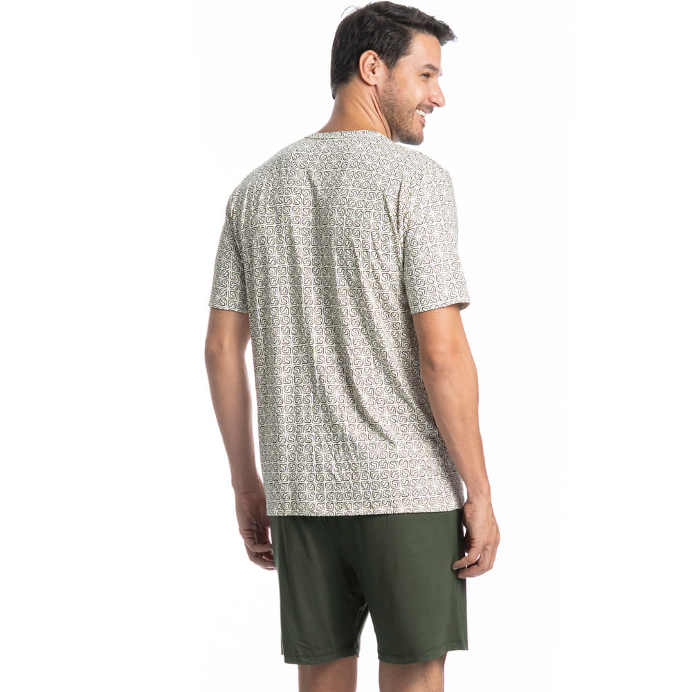 Pijama Masculino Curto Americano Apolo Tombini Verde - Imagem 2