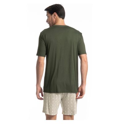 Pijama Masculino Curto Decote V Apolo Tombini - Imagem 2 - Mobile
