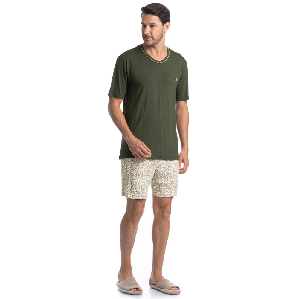 Pijama Masculino Curto Decote V Apolo Tombini - Imagem 3 - Mobile