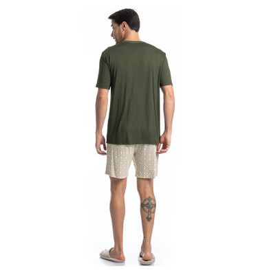 Pijama Masculino Curto Decote V Apolo Tombini - Imagem 4 - Mobile