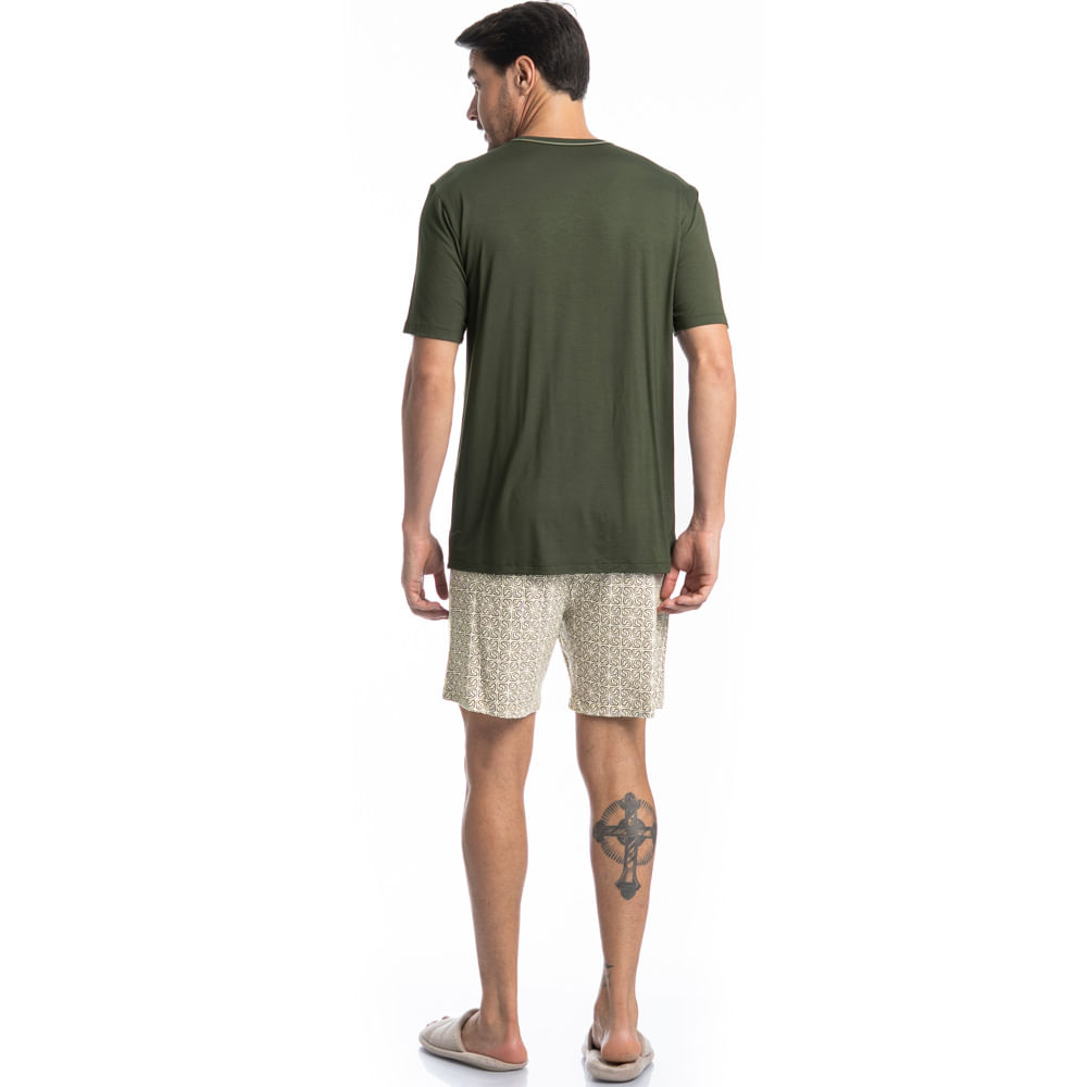 Pijama Masculino Curto Decote V Apolo Tombini - Imagem 4 - Mobile