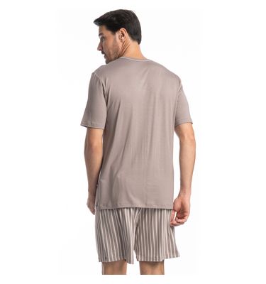 Pijama Masculino Curto Decote V Mateo Tombini - Imagem 2 - Mobile