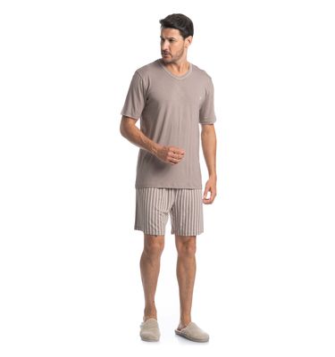 Pijama Masculino Curto Decote V Mateo Tombini - Imagem 3 - Mobile