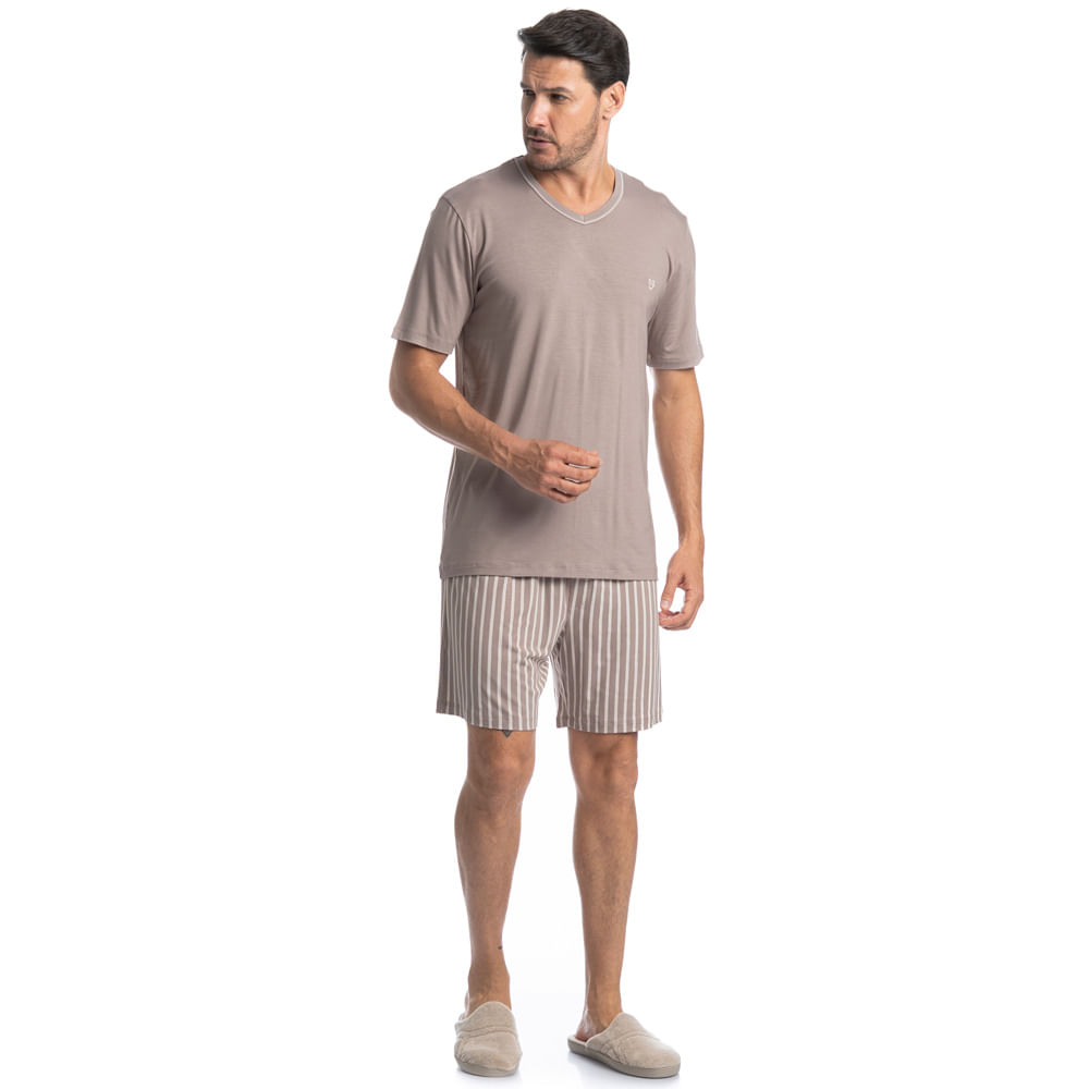 Pijama Masculino Curto Decote V Mateo Tombini - Imagem 3 - Mobile