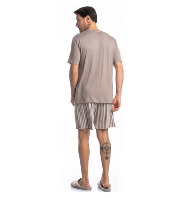 Pijama Masculino Curto Decote V Mateo Tombini - Imagem 4 - Mobile