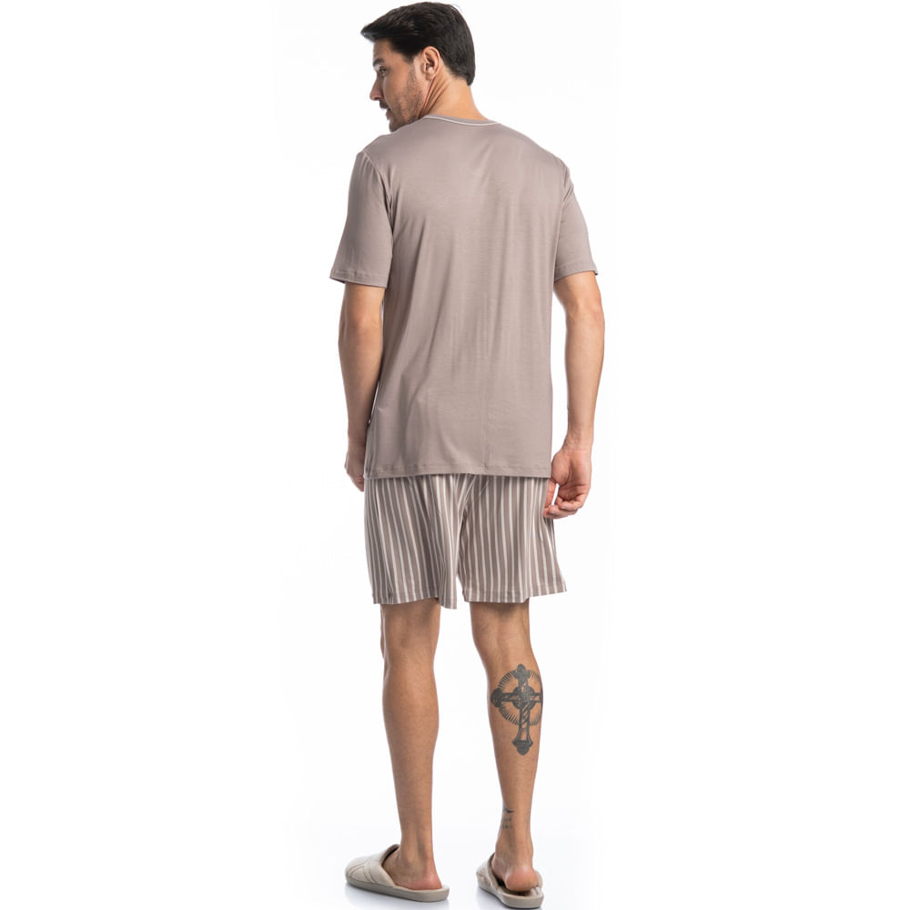 Pijama Masculino Curto Decote V Mateo Tombini - Imagem 4 - Mobile
