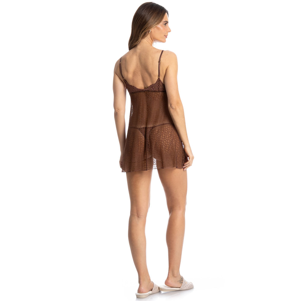 Camisola Em Renda Com Calcinha Cleo - Imagem 4 - Mobile