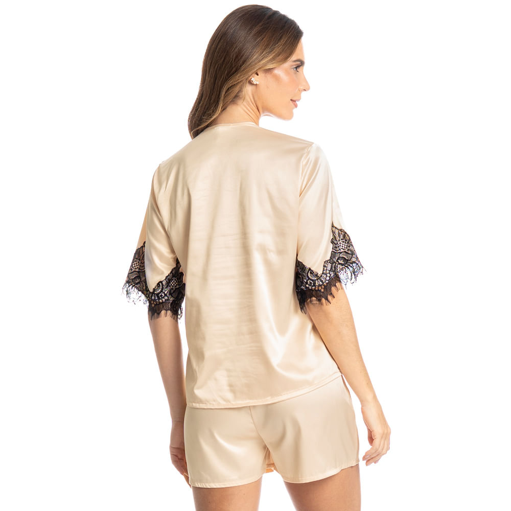Pijama Feminino Curto Americano Gaia Rosa-3 - Imagem 2