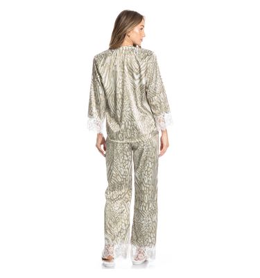Pijama Feminino Longo Americano Com Renda Leona - Imagem 4 - Mobile