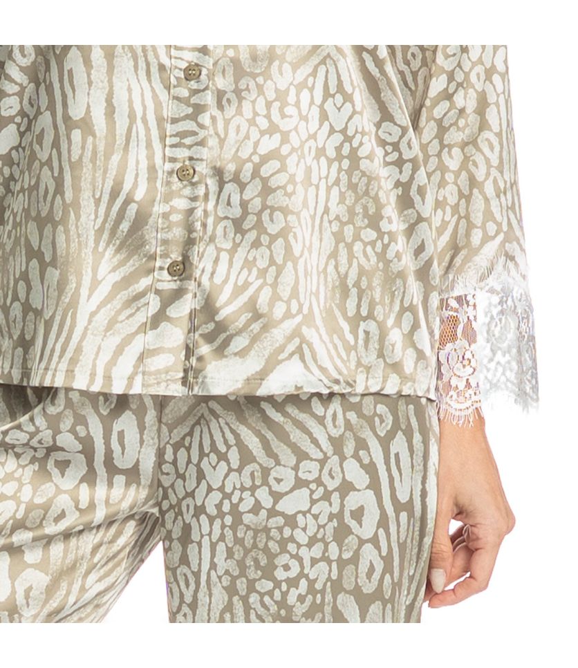 Pijama Feminino Longo Americano Com Renda Leona - Imagem 5 - Desktop
