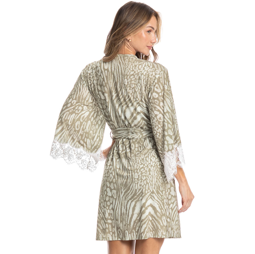 Robe Feminino Curto Com Renda Leona Verde - Imagem 2