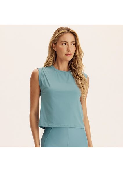Regata Feminina Crop Muscle Glide Vivame Azul - Imagem 1