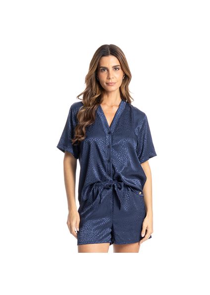 Pijama Feminino Curto Americano Marina Azul-marinho - Imagem 1