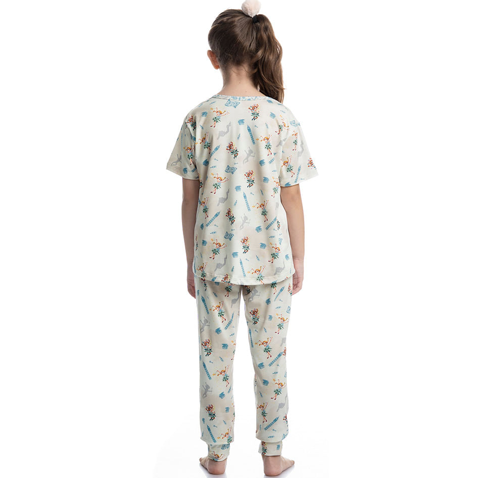 Pijama Longo Infantil Manga Curta Sininho - Imagem 4 - Mobile