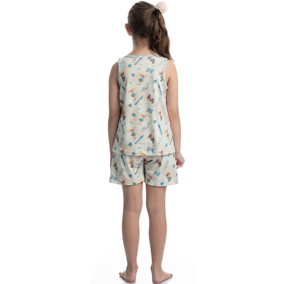 Pijama Infantil Curto Regata Sininho - Imagem 4 - Mobile