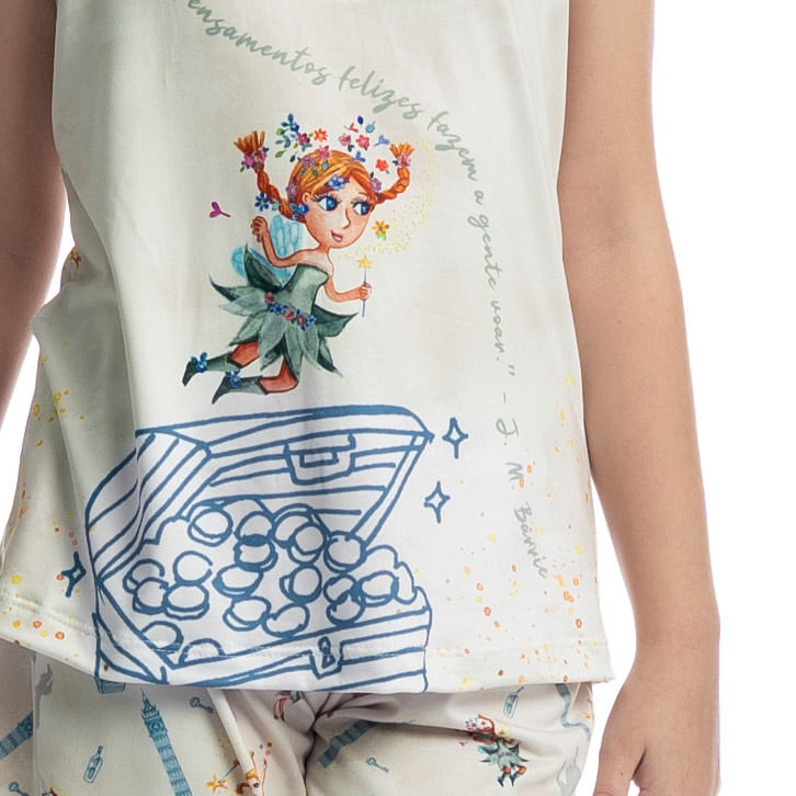 Pijama Infantil Curto Regata Sininho - Imagem 5 - Mobile
