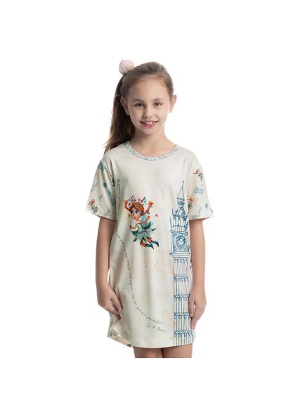 Camisão Curto Infantil Sininho Branco - Imagem 1