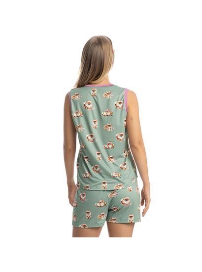 Pijama Curto Regata Decote V Lyla Sports - Imagem 2 - Desktop