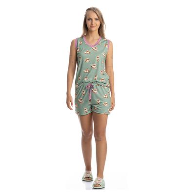 Pijama Curto Regata Decote V Lyla Sports - Imagem 3 - Mobile