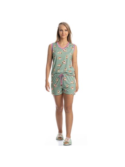 Pijama Curto Regata Decote V Lyla Sports - Imagem 3 - Desktop