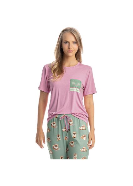 Pijama Longo Manga Curta Lyla Sports Verde - Imagem 1