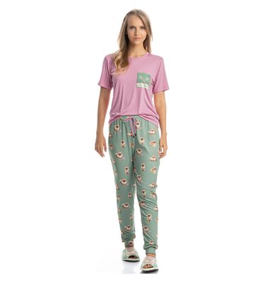 Pijama Longo Manga Curta Lyla Sports - Imagem 3 - Mobile