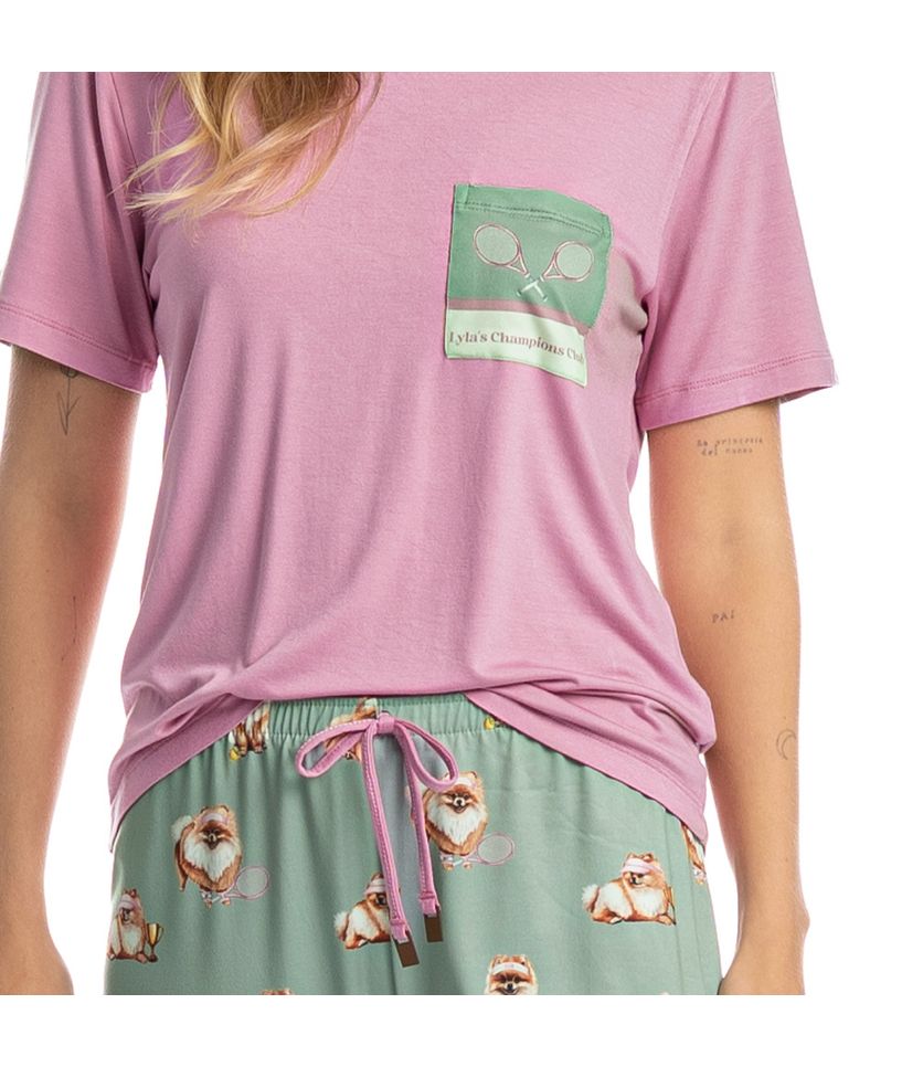 Pijama Longo Manga Curta Lyla Sports - Imagem 5 - Desktop