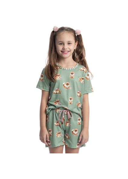 Pijama Curto Infantil Lyla Sports Verde - Imagem 1