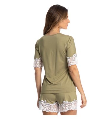 Pijama Curto Com Renda Aurora - Imagem 2 - Mobile
