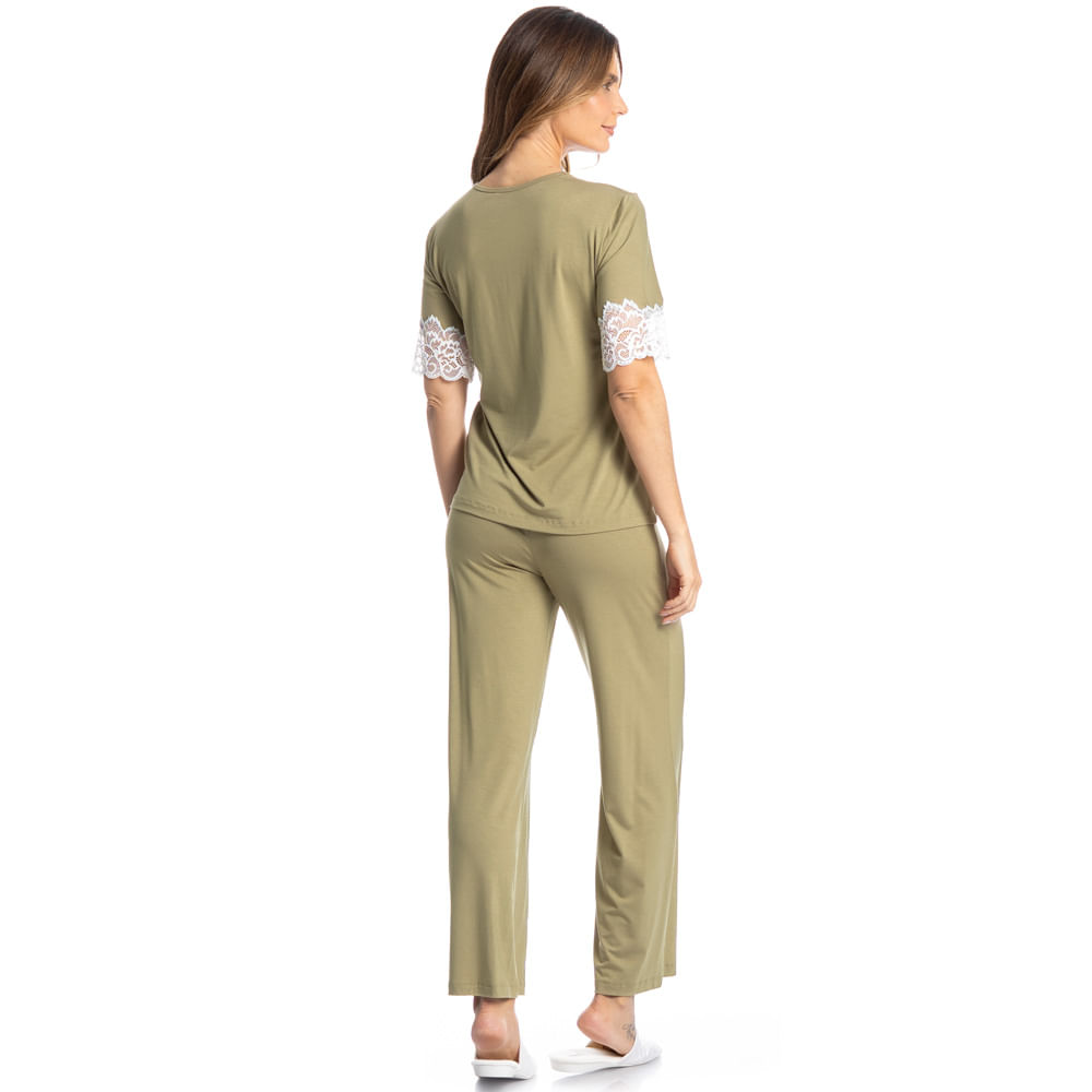 Pijama Feminino Capri Com Renda Aurora - Imagem 4 - Mobile