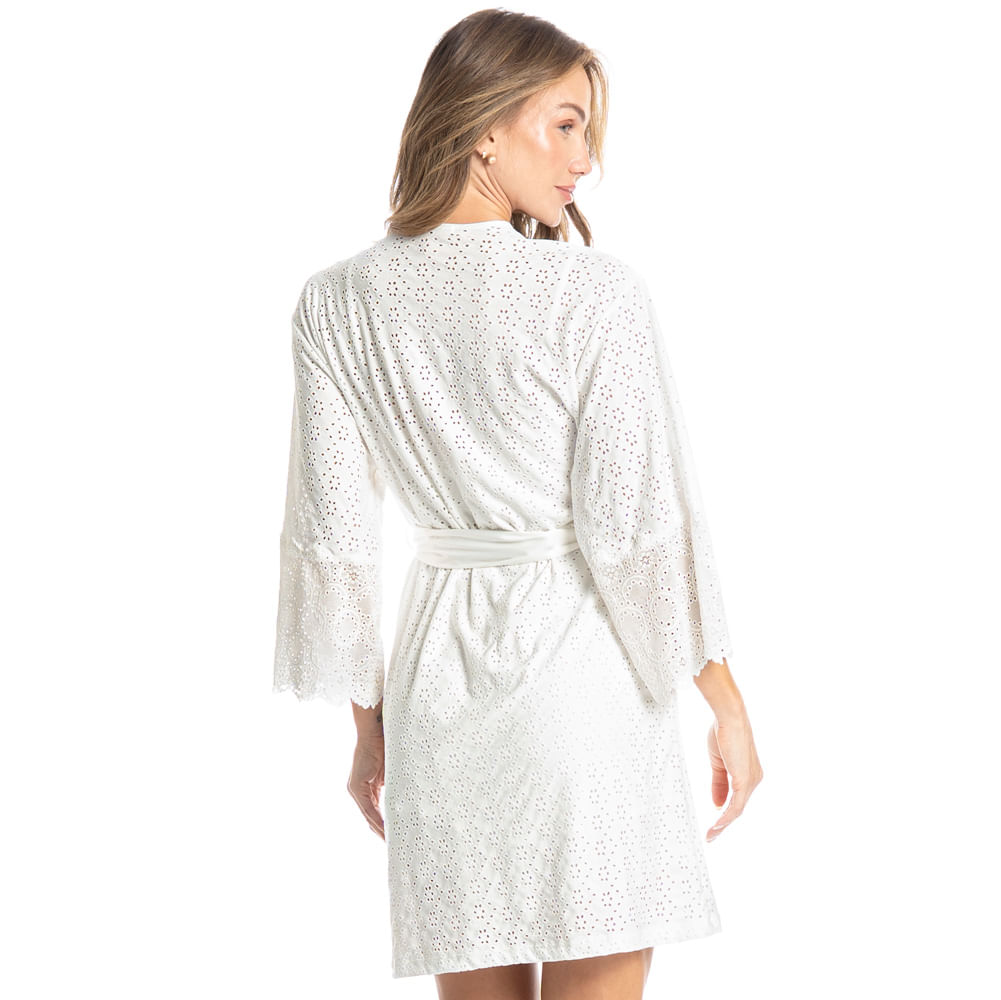 Robe Feminino Curto Em Rendão Lótus Branco - Imagem 2