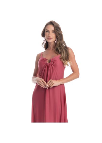 Vestido Longo Com Argola Romã Rosa - Imagem 1