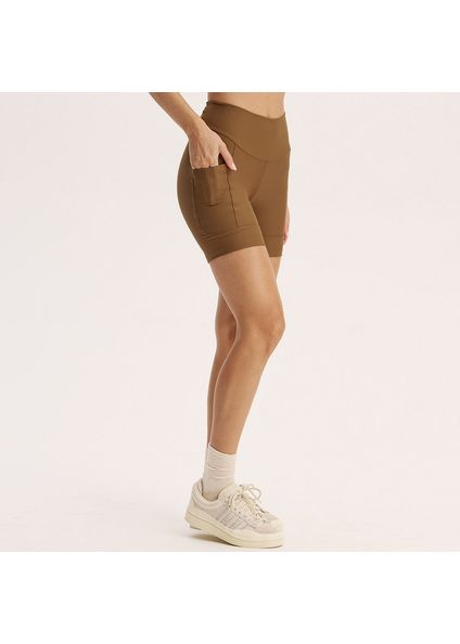 Shorts Médio Comfort Shape Com 2 Bolsos Teak Vivame Marrom - Imagem 1