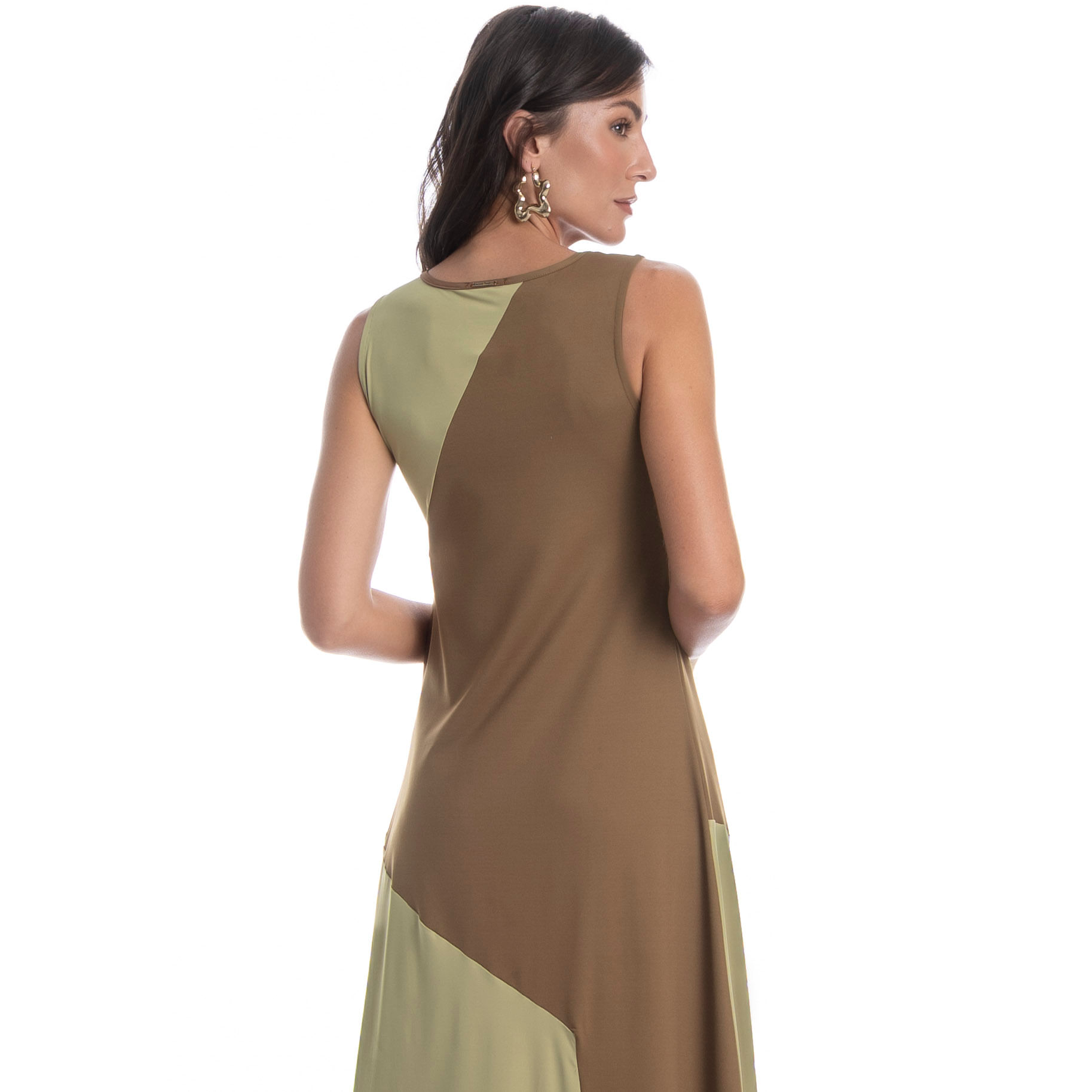 Vestido Bicolor Duomare Marrom - Imagem 2
