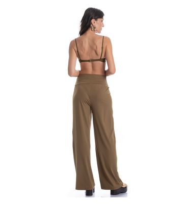 Calça Feminina Com Cós Frontal Franzido Cravo - Imagem 4 - Mobile
