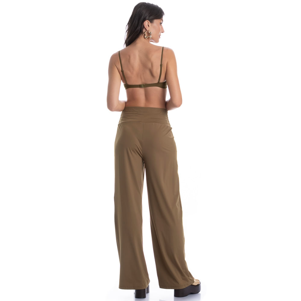 Calça Feminina Com Cós Frontal Franzido Cravo - Imagem 4 - Mobile