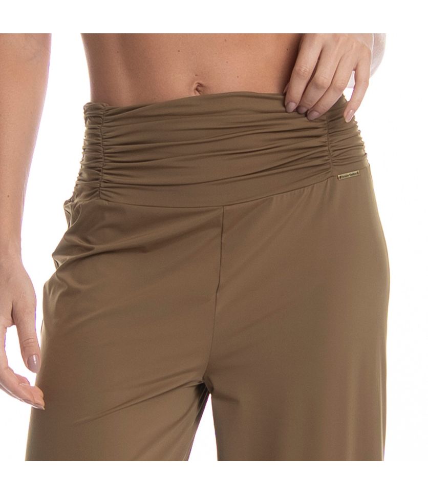 Calça Feminina Com Cós Frontal Franzido Cravo - Imagem 5 - Desktop