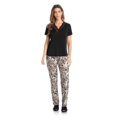Pijama Feminino Longo Manga Curta Betina - Imagem 3 - Mobile
