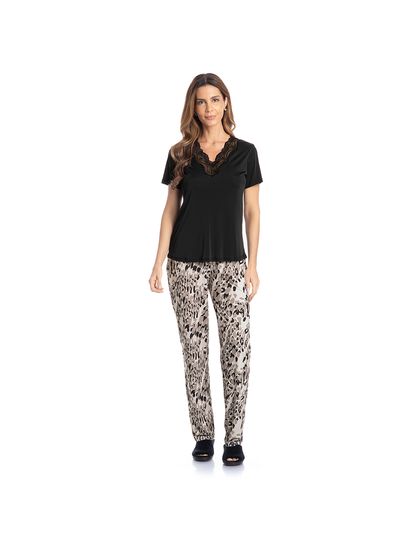 Pijama Feminino Longo Manga Curta Betina - Imagem 3 - Desktop