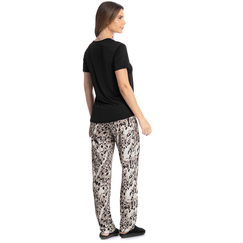Pijama Feminino Longo Manga Curta Betina - Imagem 4 - Mobile