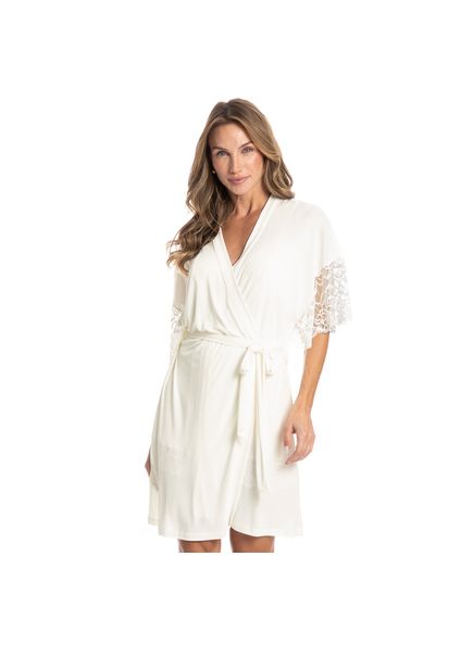 Robe Feminino Curto Com Renda Manu Branco - Imagem 1