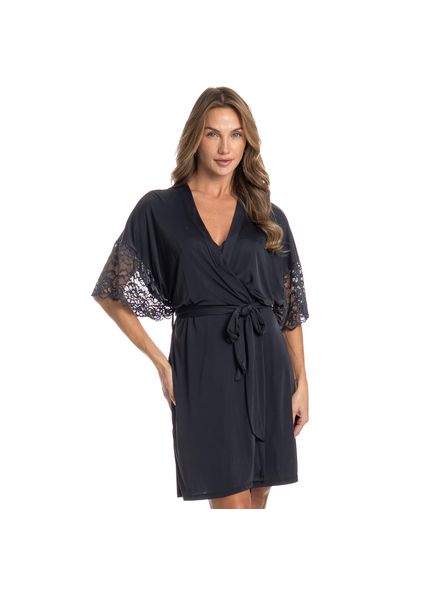 Robe Feminino Curto Com Renda Manu Preto - Imagem 1