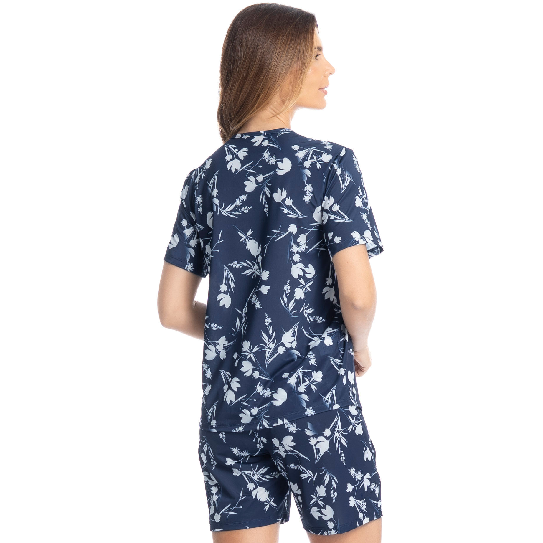 Pijama Feminino Shortão Americano Joana Azul-marinho - Imagem 2