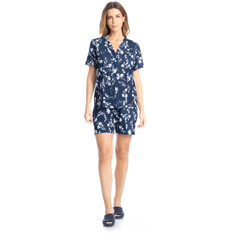 Pijama Feminino Shortão Americano Joana - Imagem 3 - Mobile