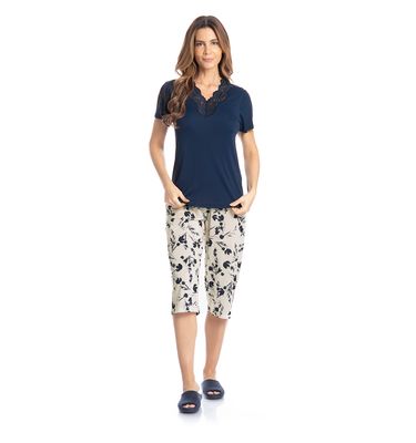 Pijama Feminino Pescador Com Renda Joana - Imagem 3 - Mobile