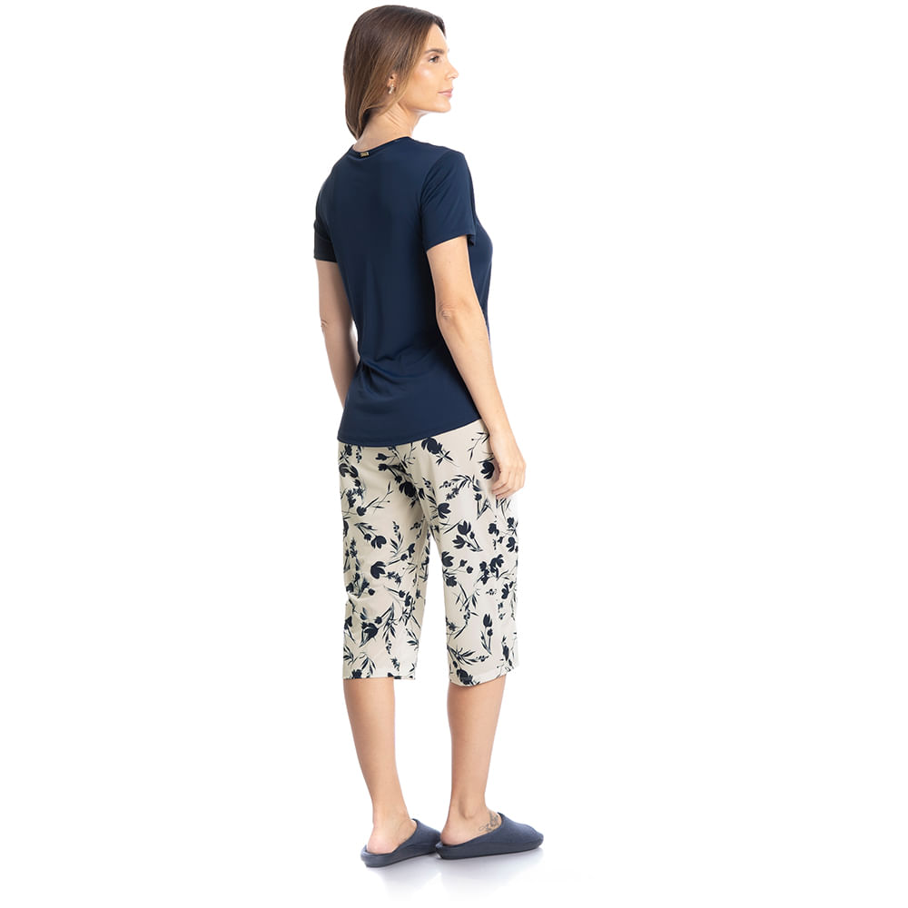 Pijama Feminino Pescador Com Renda Joana - Imagem 4 - Mobile